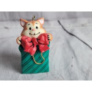 Cat in a Bag Gift Present Christmas Ornament Orange Ginger Cat